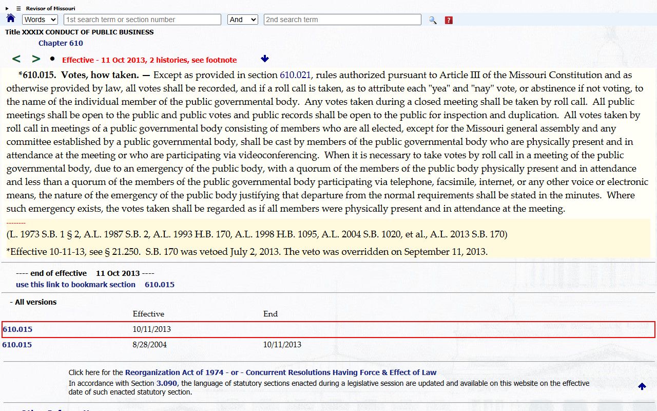 Sullivan County court records Missouri public records open inspection statute