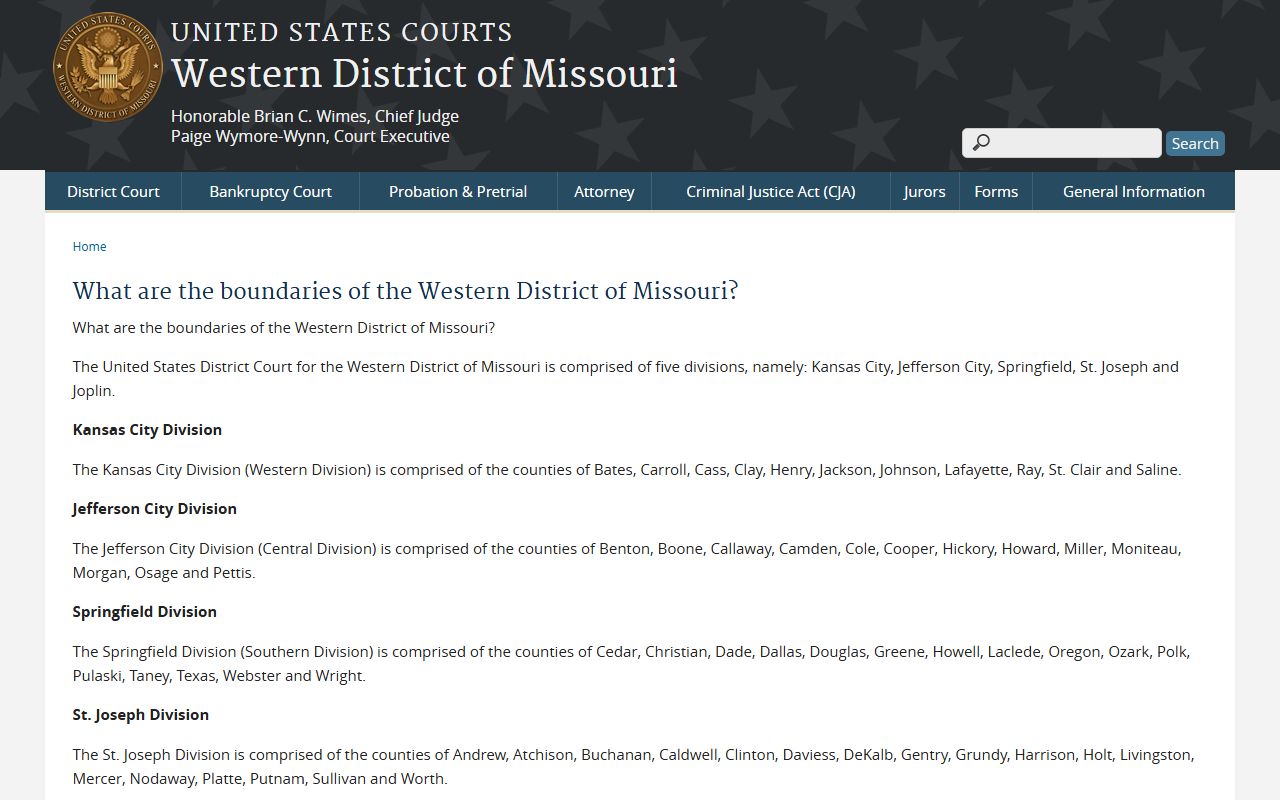 Sullivan County Circuit Court federal district routing in Missouri