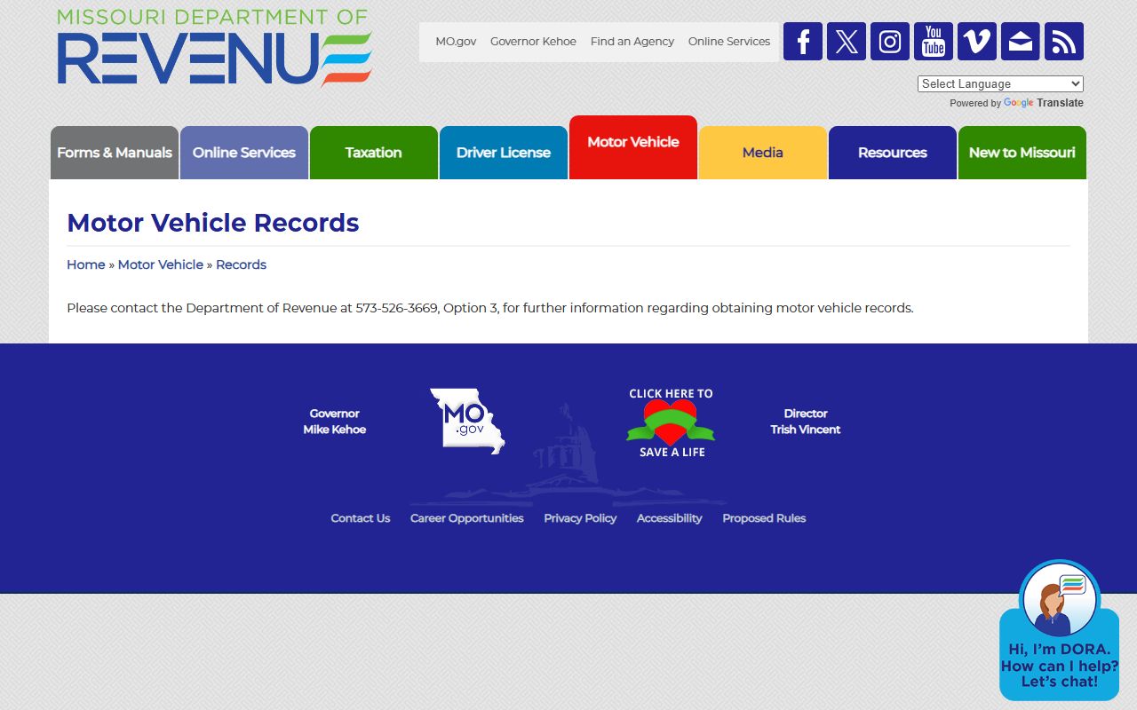Sullivan County traffic court records and Missouri DOR motor vehicle record access