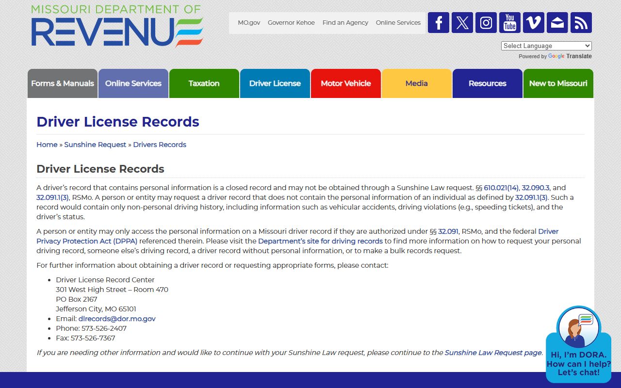 Sullivan County traffic court records and Missouri driver license record restrictions